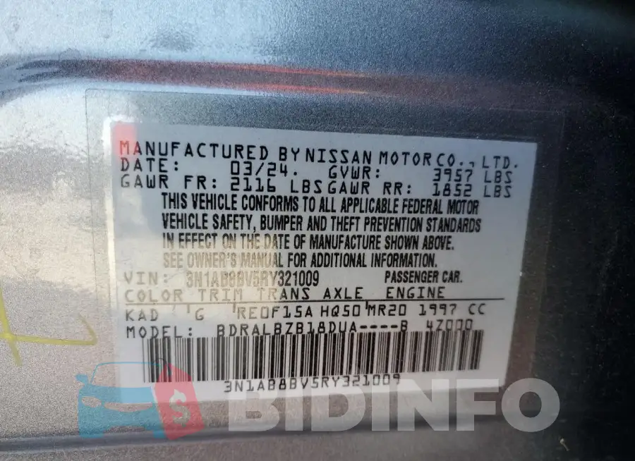 3N1AB8BV5RY321009 Photo# 12