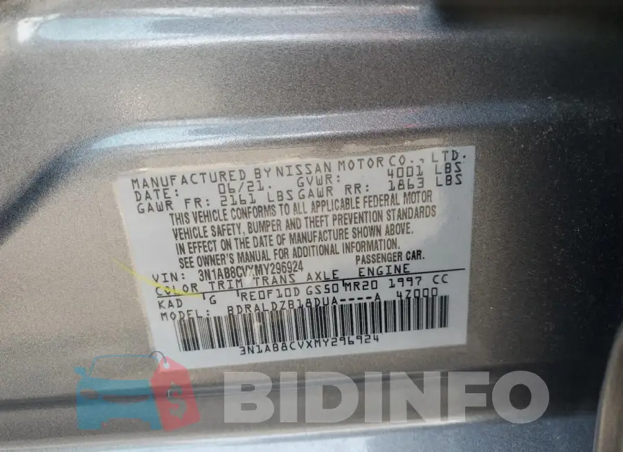 3N1AB8CVXMY296924 Photo# 12