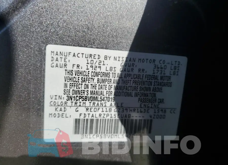 3N1CP5BV0ML547019 Photo# 12