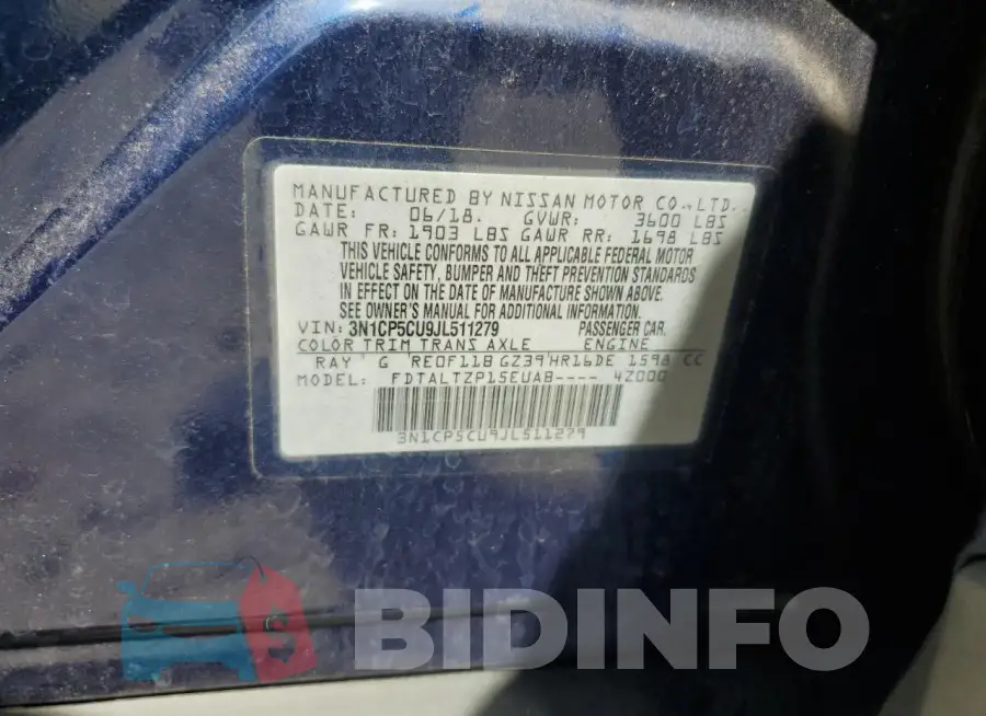 3N1CP5CU9JL511279 Photo# 13