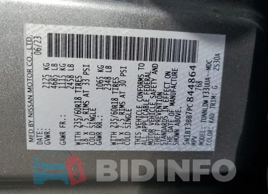 5N1BT3BB7PC844864 Photo# 13