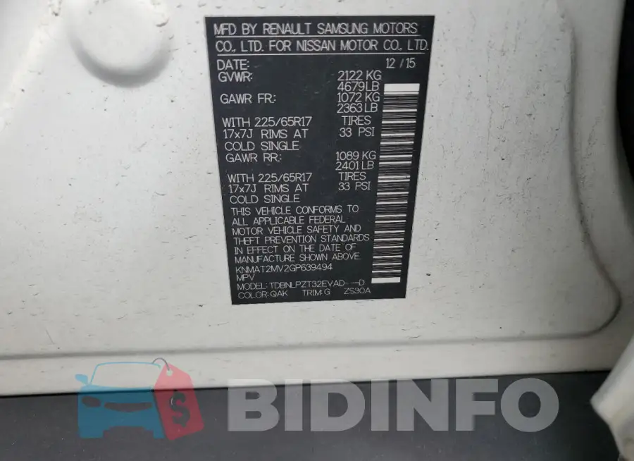 KNMAT2MV2GP639494 Photo# 13
