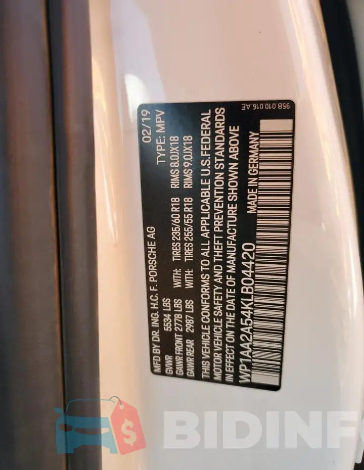 WP1AA2A54KLB04420 Photo# 13