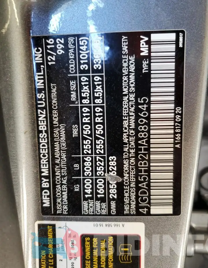 4JGDA5HB2HA889645 Photo# 13