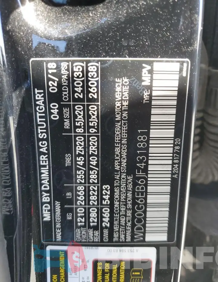 WDC0G6EB6JF431881 Photo# 13