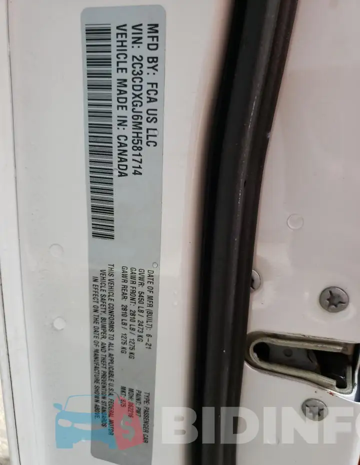 2C3CDXGJ6MH581714 Photo# 13