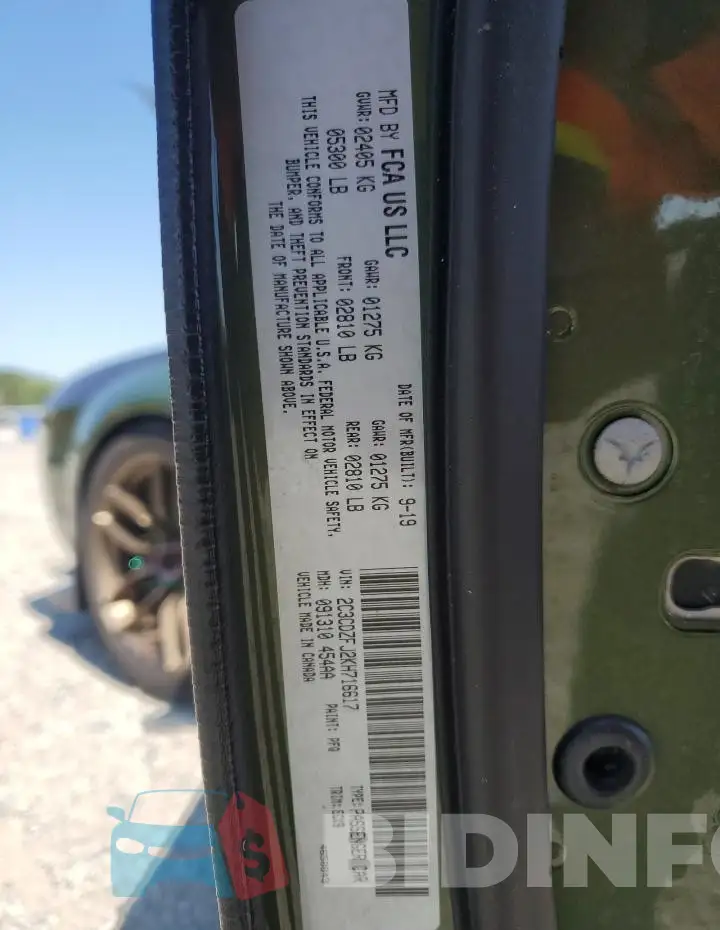 2C3CDZFJ2KH716617 Photo# 13