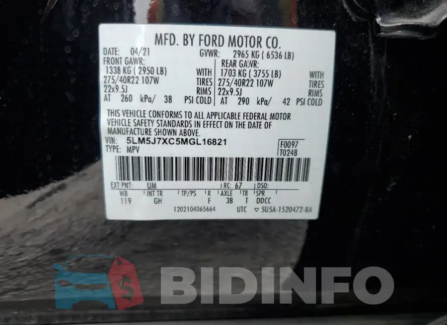 5LM5J7XC5MGL16821 Photo# 13