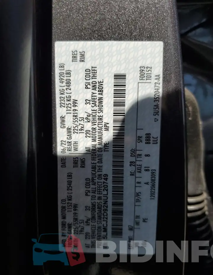 5LMCJ2D92NUL20749 Photo# 13