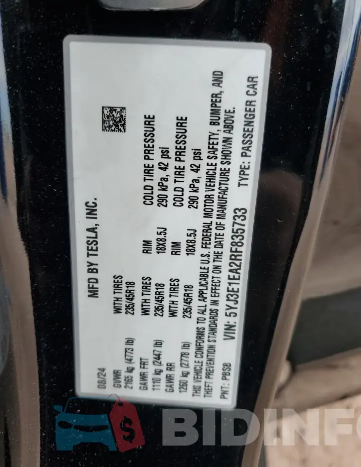 5YJ3E1EA2RF835733 Photo# 13