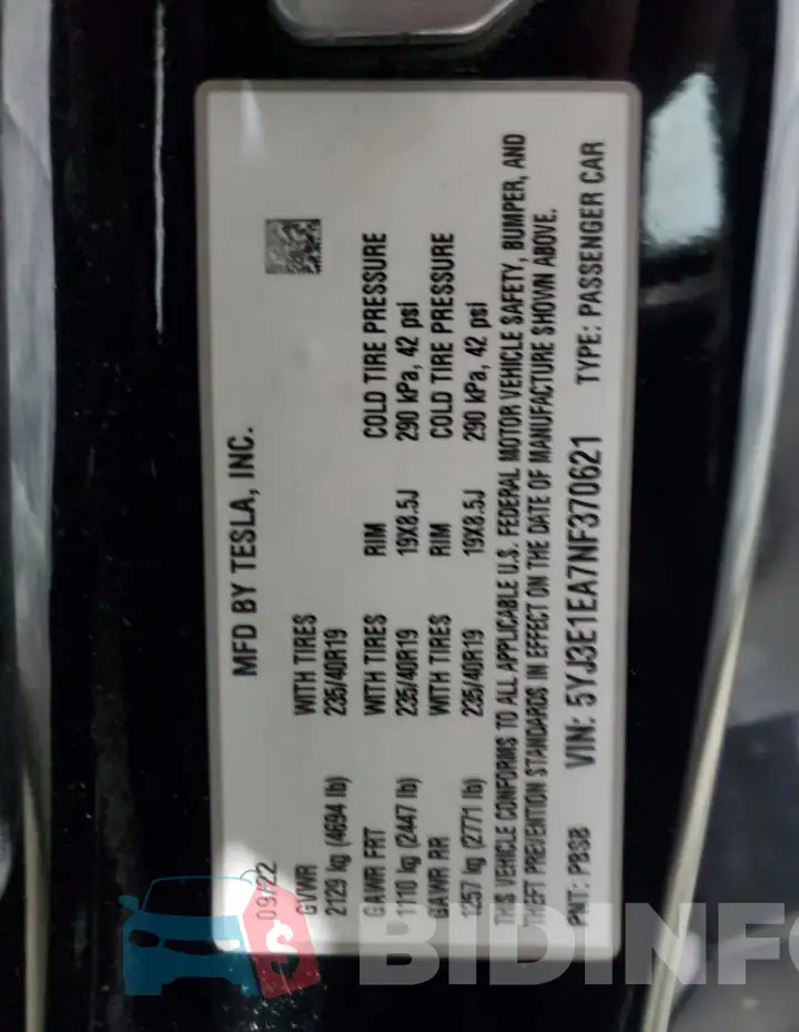 5YJ3E1EA7NF370621 Photo# 12