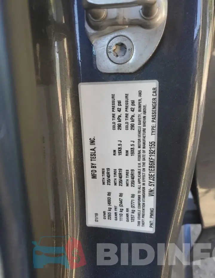 5YJ3E1EB6KF192155 Photo# 13