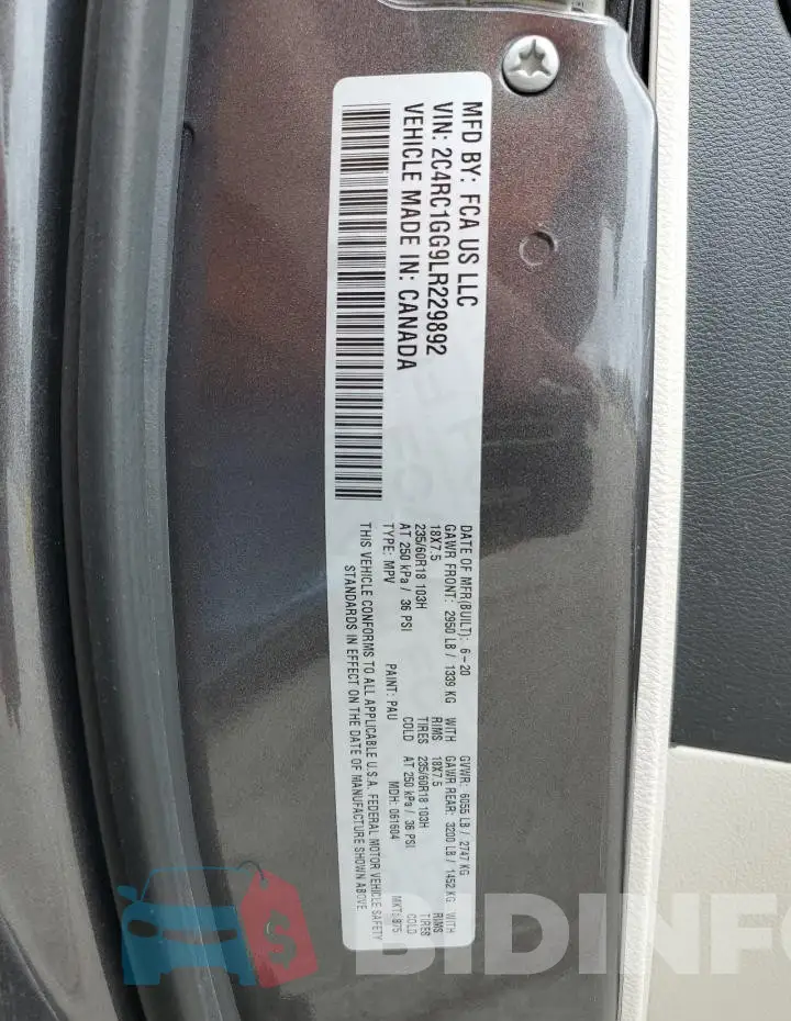 2C4RC1GG9LR229892 Photo# 13