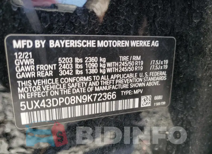 5UX43DP08N9K72366 Photo# 13
