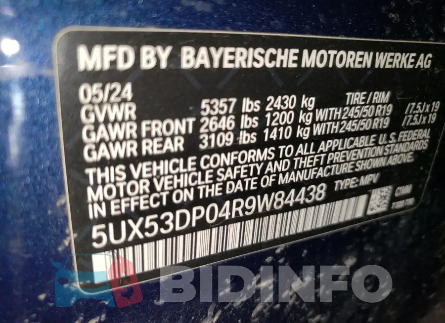 5UX53DP04R9W84438 Photo# 13