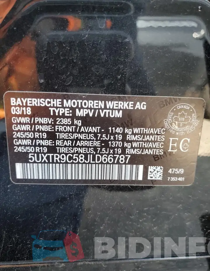 5UXTR9C58JLD66787 Photo# 13