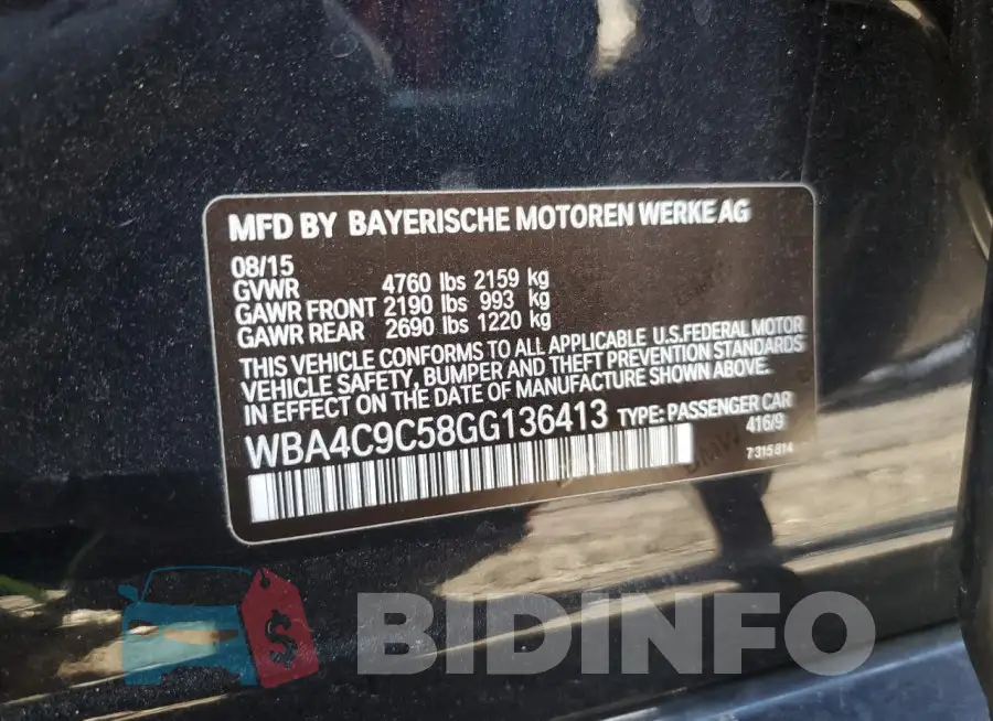WBA4C9C58GG136413 Photo# 12