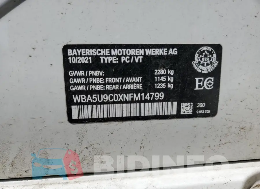 WBA5U9C0XNFM14799 Photo# 12