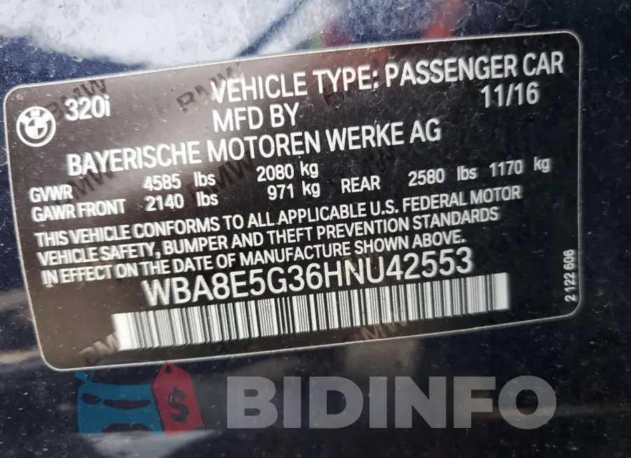 WBA8E5G36HNU42553 Photo# 12