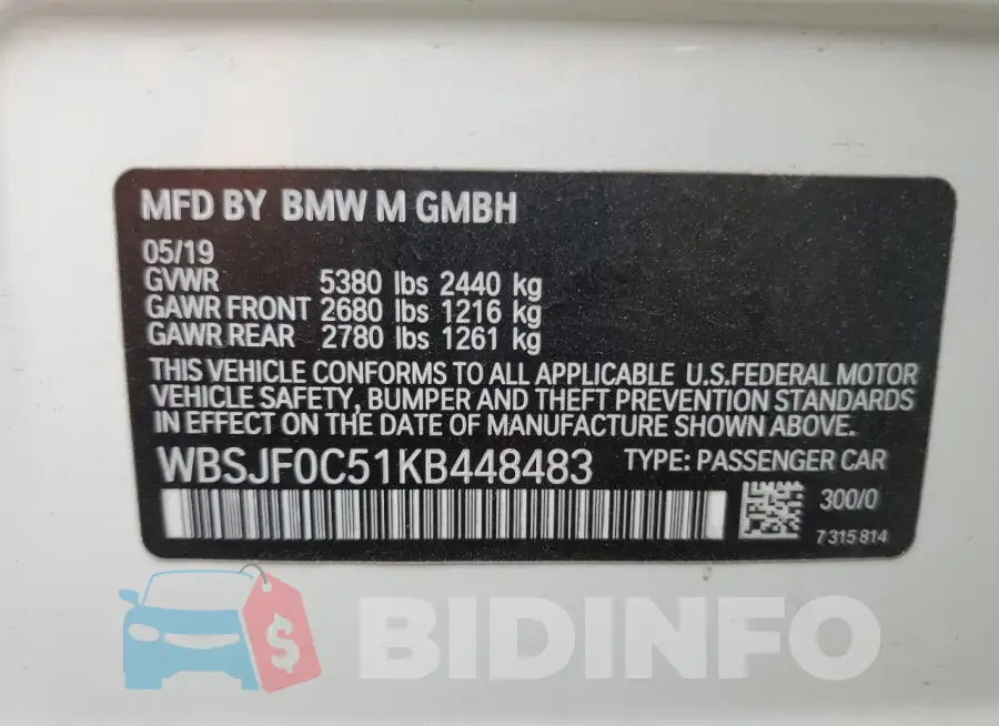 WBSJF0C51KB448483 Photo# 12