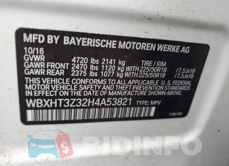 WBXHT3Z32H4A53821 Photo# 13