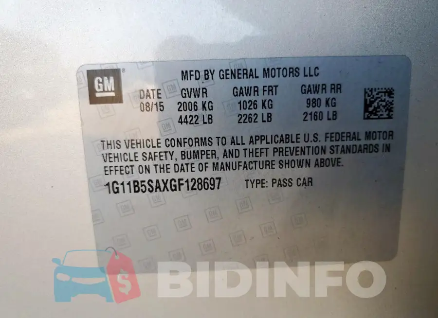 1G11B5SAXGF128697 Photo# 12