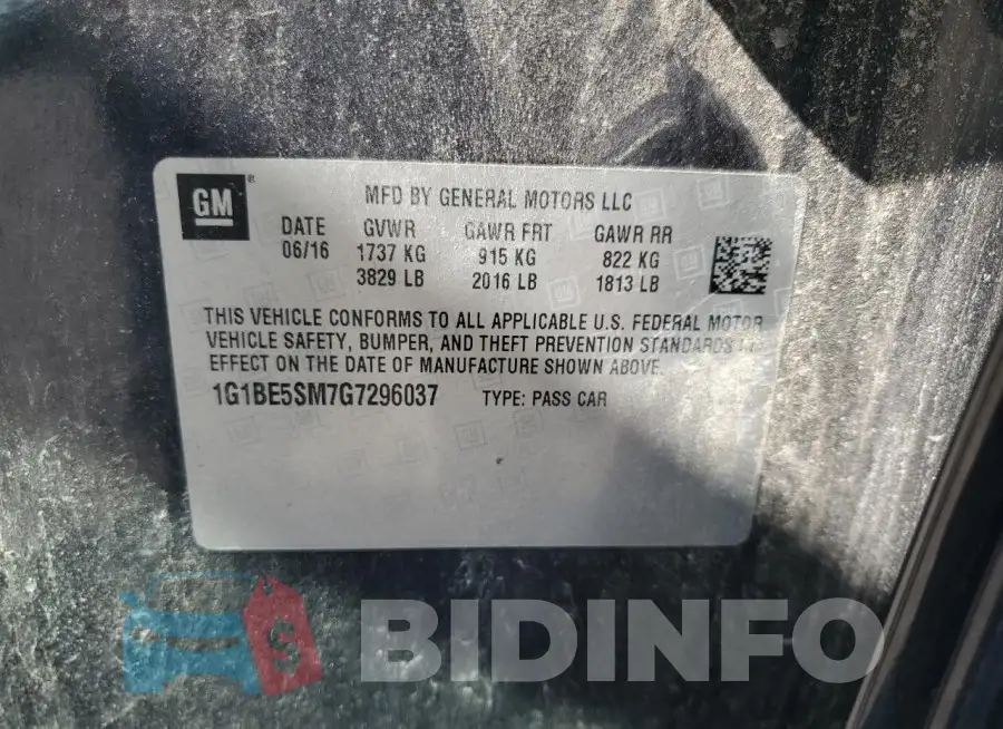 1G1BE5SM7G7296037 Photo# 13