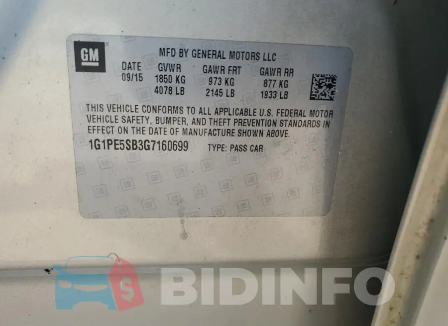 1G1PE5SB3G7160699 Photo# 12