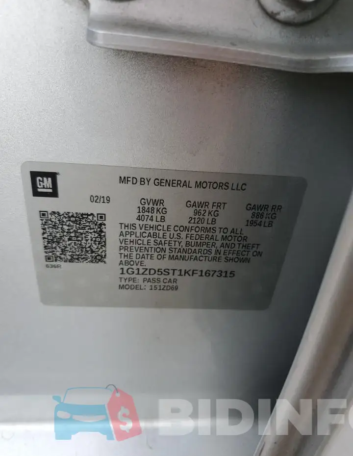 1G1ZD5ST1KF167315 Photo# 12