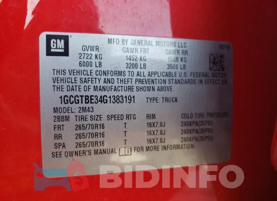 1GCGTBE34G1383191 Photo# 13