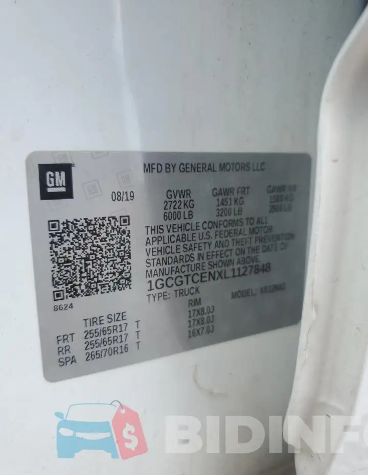1GCGTCENXL1127848 Photo# 12