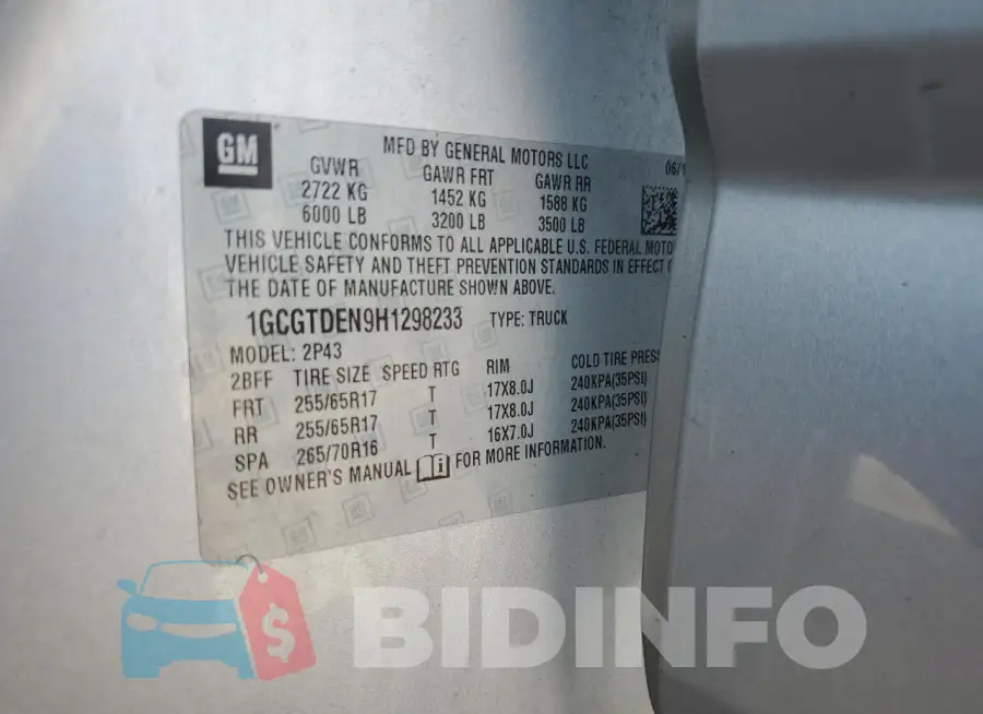 1GCGTDEN9H1298233 Photo# 12