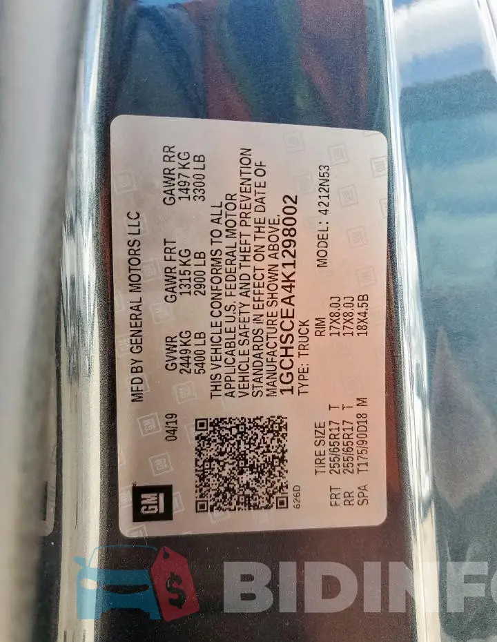 1GCHSCEA4K1298002 Photo# 13