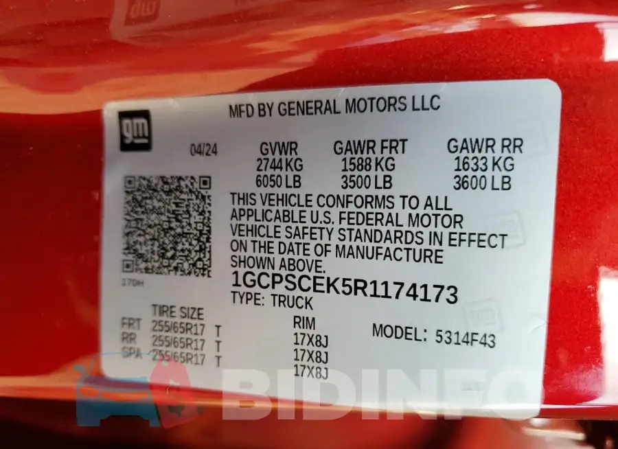 1GCPSCEK5R1174173 Photo# 12