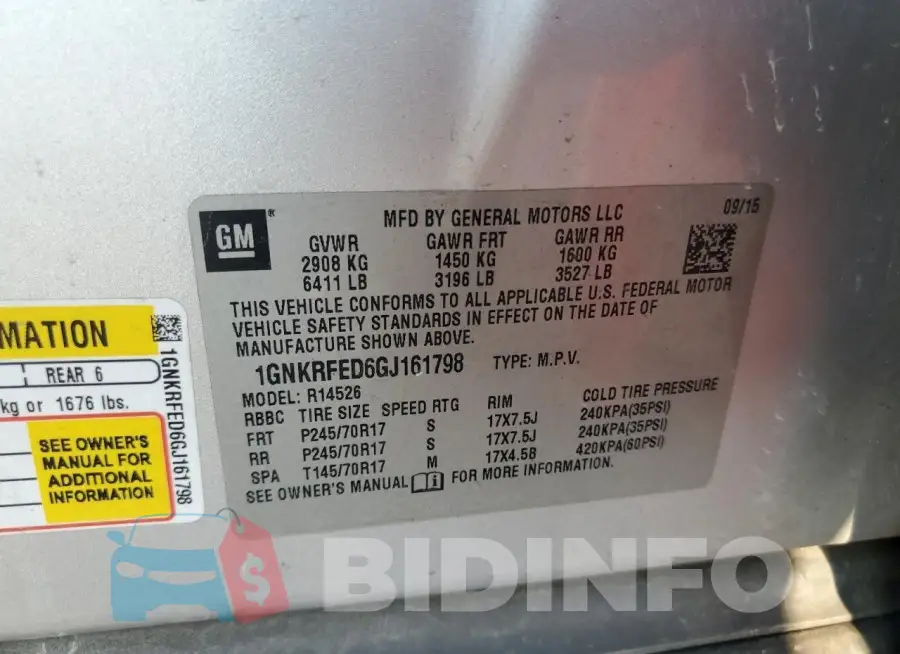 1GNKRFED6GJ161798 Photo# 13