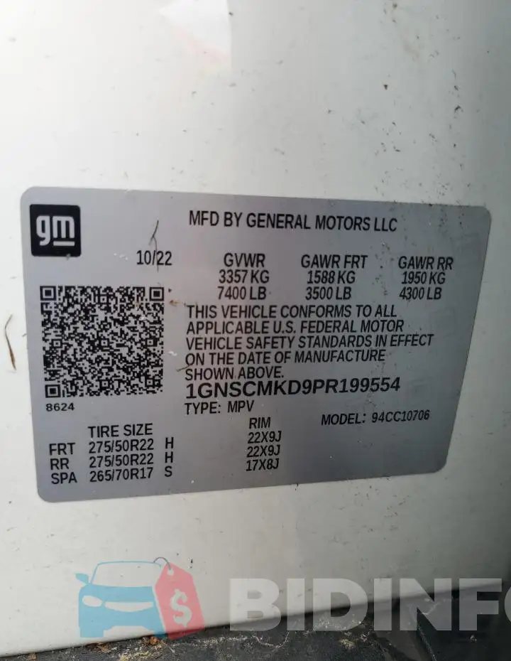 1GNSCMKD9PR199554 Photo# 13