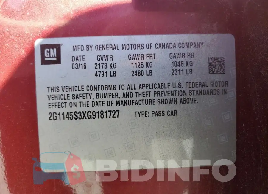 2G1145S3XG9181727 Photo# 12