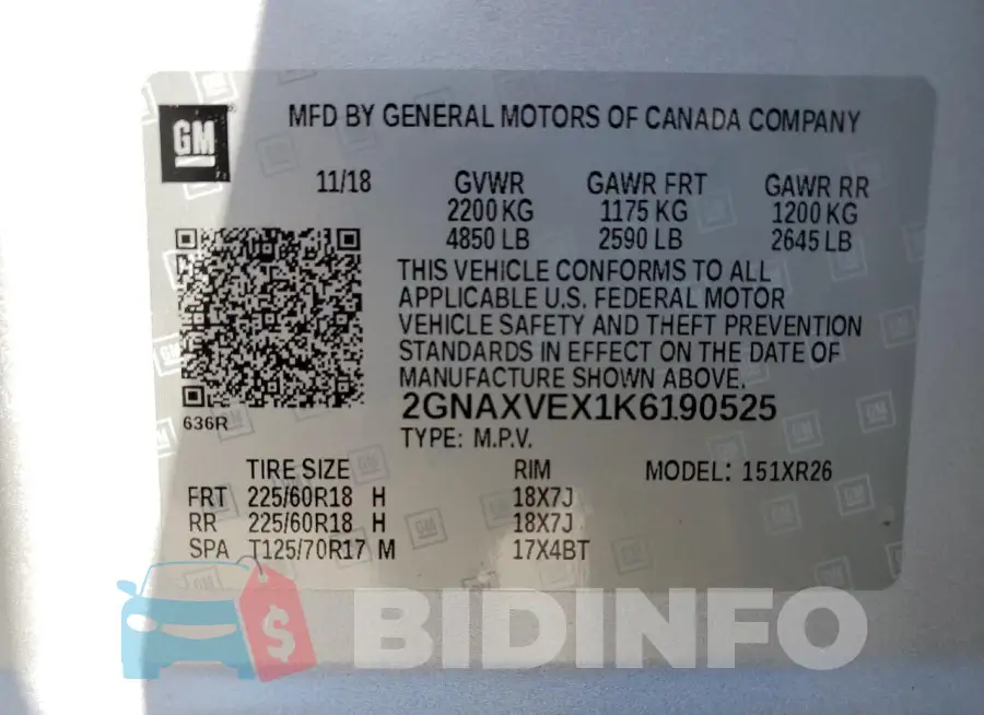2GNAXVEX1K6190525 Photo# 13