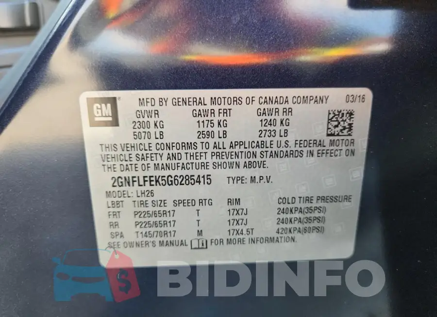 2GNFLFEK5G6285415 Photo# 14