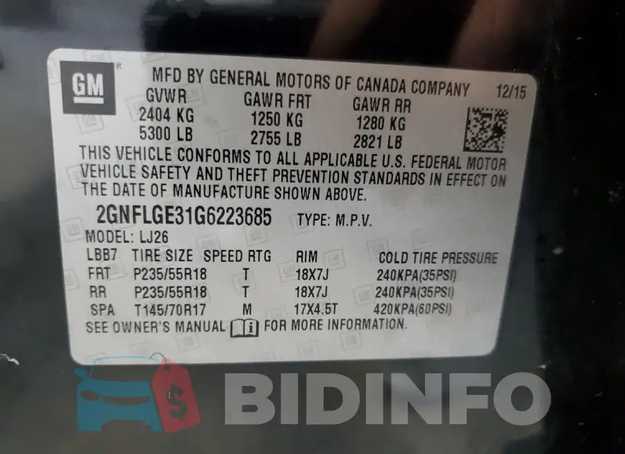 2GNFLGE31G6223685 Photo# 13