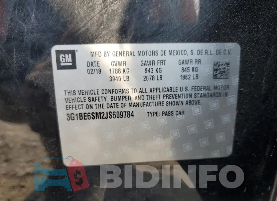 3G1BE6SM2JS609784 Photo# 12