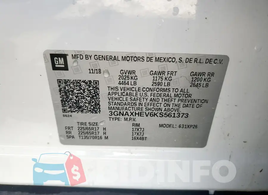 3GNAXHEV6KS561373 Photo# 12