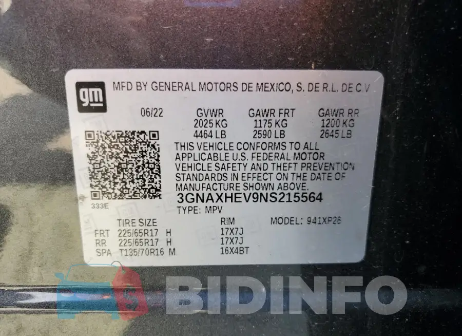 3GNAXHEV9NS215564 Photo# 14