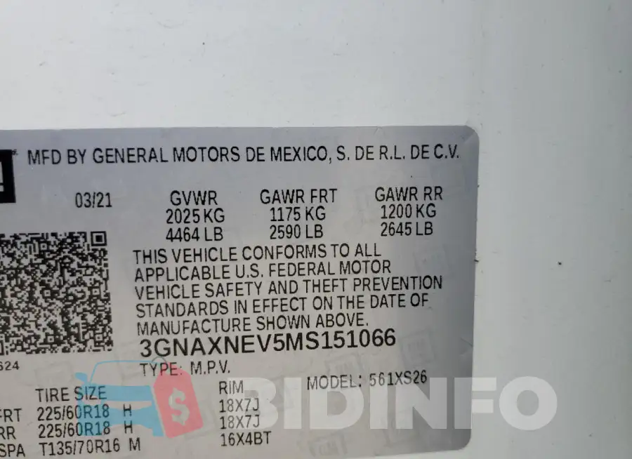 3GNAXNEV5MS151066 Photo# 13
