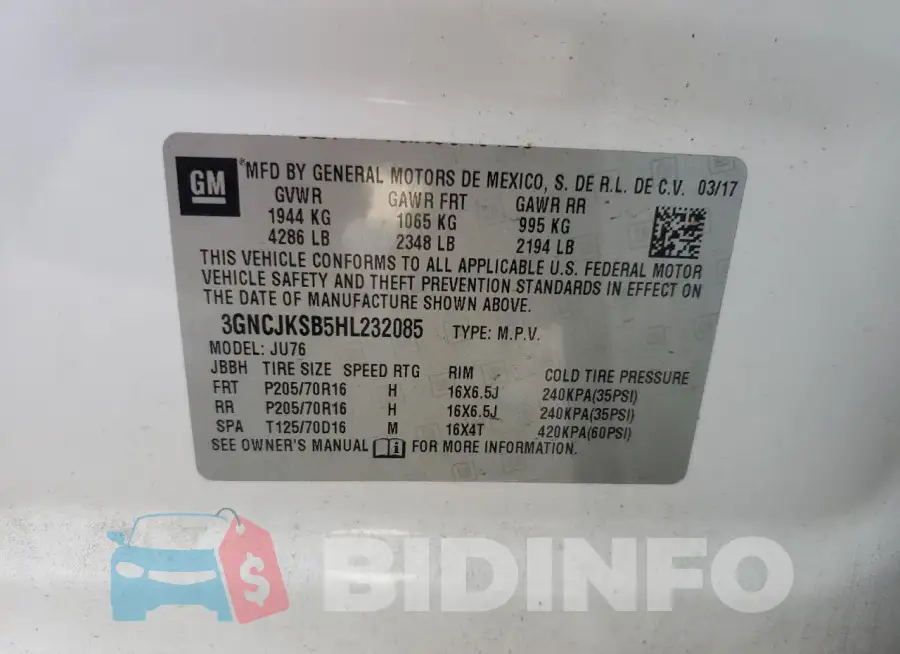 3GNCJKSB5HL232085 Photo# 13