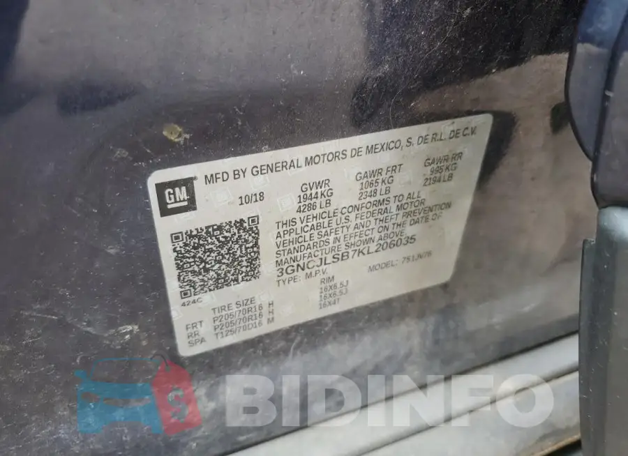 3GNCJLSB7KL206035 Photo# 13