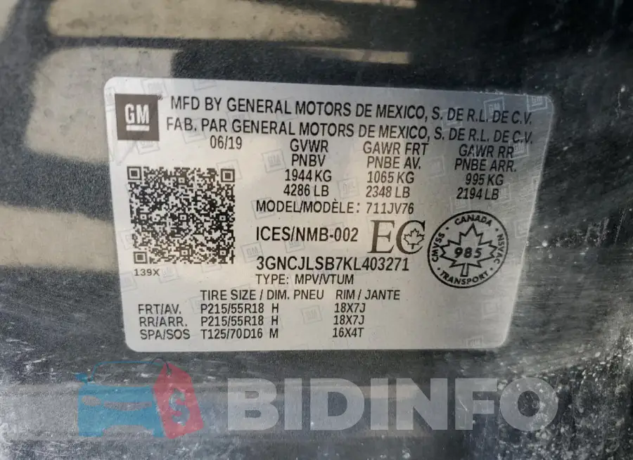 3GNCJLSB7KL403271 Photo# 14