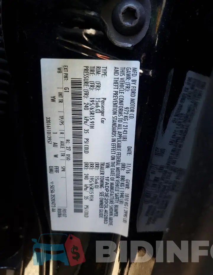 1FADP3E20GL402883 Photo# 12