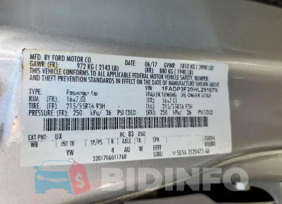 1FADP3F20HL291879 Photo# 12