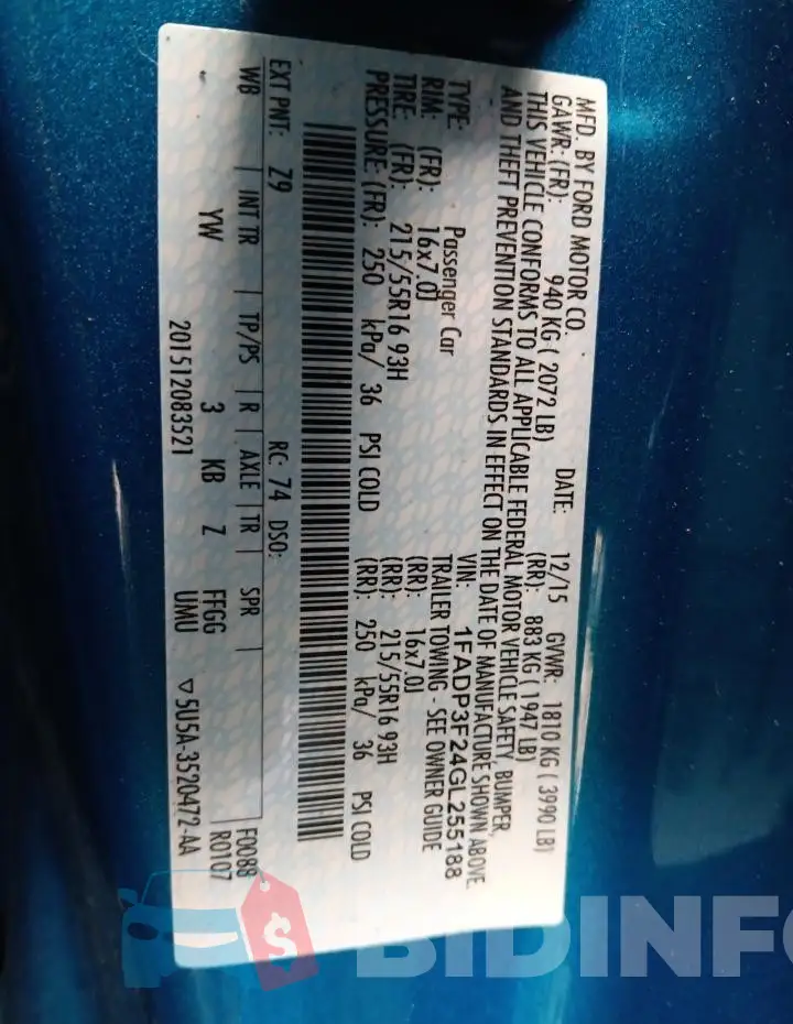 1FADP3F24GL255188 Photo# 13